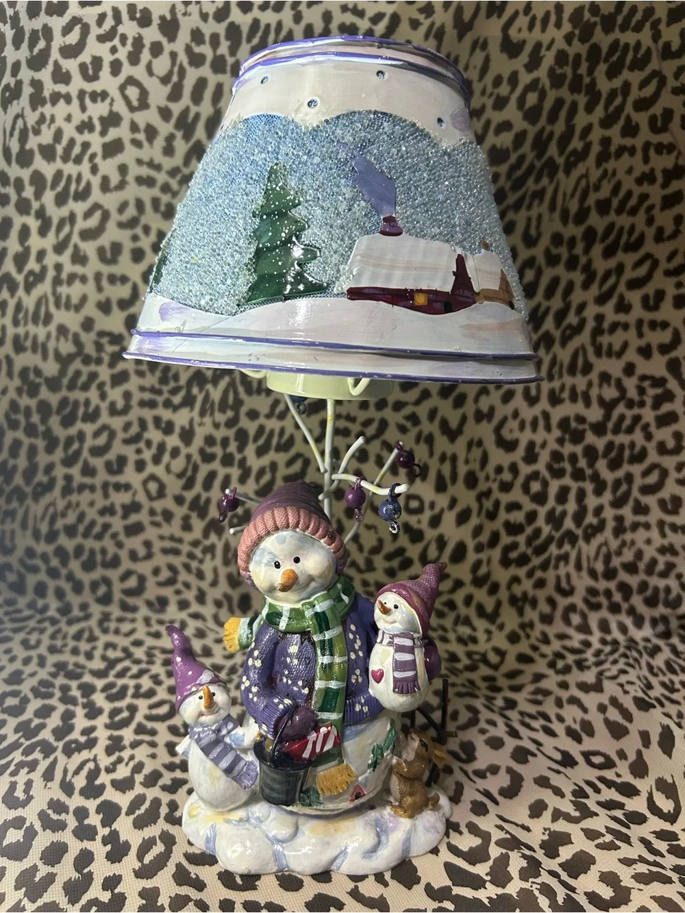 Home Interiors and Gifts Snowman Tea Light Candle Holder w/Shade